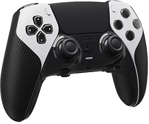 PlayVital Anti-Skid Absorbente del Sudor Mando Grip para ps5 Edge Wireless Controller, Professional Textured Soft PU Mango Grips Protector Anti Sudor para ps5 Edge Control(Negro)