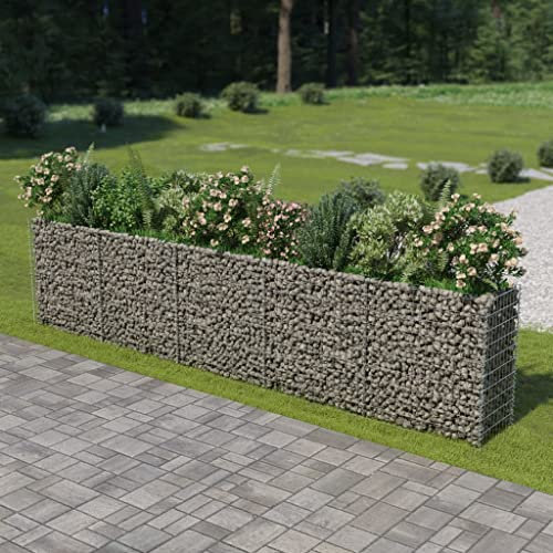 Festnight Gabionen Hochbeet Steinkorb 450x50x100 cm Gabionenkorb Steingabione Pflanzkorb Pflanzkübel Blumenkasten Verzinkter Stahl Hochbeete Metall für Garten Gemüsebeet Kräuterbeet