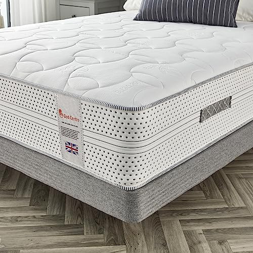 Bed Centre 3FT Single Mattress, 28CM Deep Medium Firm Memory Foam Pocket Sprung Single Mattress, 7 Zone Comfort & Support Alovera Single Mattress for Children and Adults 90x190cm