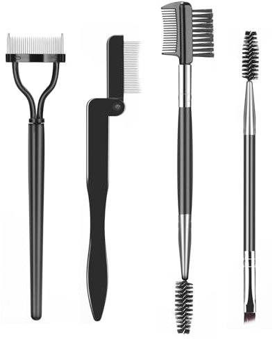 SWEET VIEW Wimpernkamm, Wimperntrenner, Brauenbürste und Wimpernspule - Professionelle Augen-Makeup-Werkzeuge (4er Set)