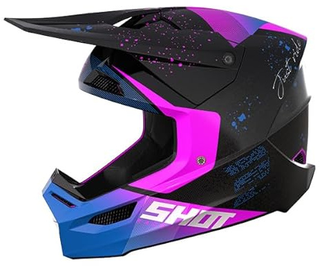SHOT RACE GEAR Casque Motocross Furious Matrix Purple Glossy – Casque Moto Tout-Terrain Homologué ECE 22.06 – Ultra Léger 1300 g – Ventilation Optimisée – Intériérieur Lavable – Fermeture Double D