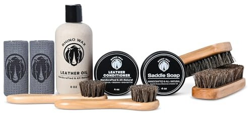 Rhino Wax - Complete Saddle Soap and Horse Tack Kit -Includes: SaddleSoap - Leather Conditioner - Oil - Brushes - Cloths. Equestrian Supplies (Boots, Bridles, Saddles, Horse Stuff) - Made in the USA