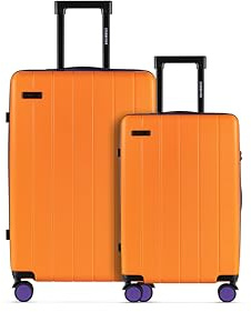 ETERNITIVE - Set di 2 Valigie Rigide Piccola e Media in ABS - Dimensioni: 55 & 65,5 cm - Lucchetto TSA, Ruote a 360°, Durevole - Arancione