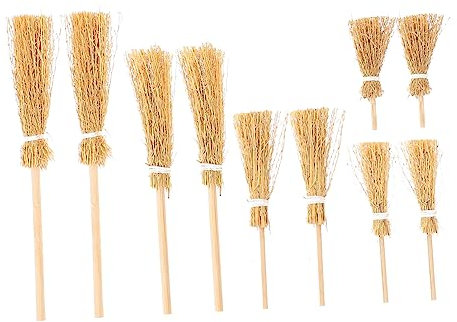 Genérico 10 Piezas Mini Escoba diminuto cochera Escoba en Miniatura Interior escobas para Manualidades decoración para Mini Habitaciones escobas simuladas de simulación miscanto