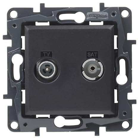 LEGRAND Toma TV-R/SAT Intermedias componible para instalación empotrada, Gama Niloé Step, Color Antracita, 398317