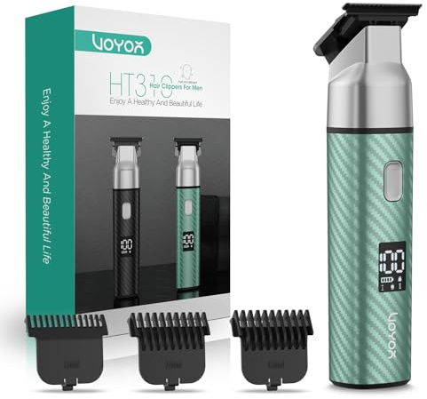 VOYOR Afeitadora Corporal Masculina, Impermeable Depilador corporal para Barba, Axilas, Pecho, Piernas y Genitales,Recarga USB,Recortadora de vello corporal para hombres,3 Peines HT310 (Verde)
