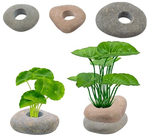 QoTang 6 stycken akvarium växtvikter, kiselstenankare förhindrar simning för akvarium levande växter akvarium dekorationer (olika former)