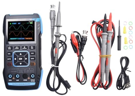 Gettimore 2C23T - Multimetro digitale palmare a doppio canale 3 in 1 con generatore di segnale, larghezza di banda 10 MHz, batteria 3000 mAh