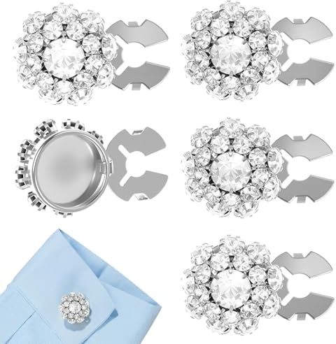 TESGADGETS 5 pezzi di copri bottoni, copri bottoni rimovibili per bluse da donna, bottoni clip con cristalli di strass da cucire, sostituzione decorativa per abbigliamento, abiti, lavori artigianali