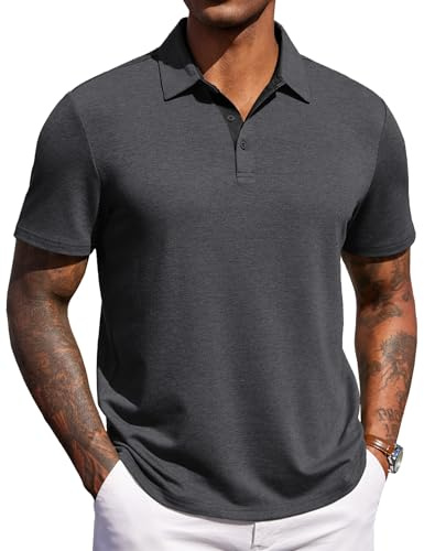 COOFANDY Polo da Uomo Manica Corta Estiva Casual Regular Fit in Maglia con Colletto Button Down Stretch Golf