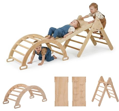 Relaxdays Climbing Triangle, 3-in-1, climbing arch, natural