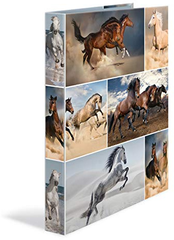 HERMA Classeurs á 4 anneaux A4 Animaux motif chevaux, dos de 35 mm, Classeur en carton rigide, Avec compresseur