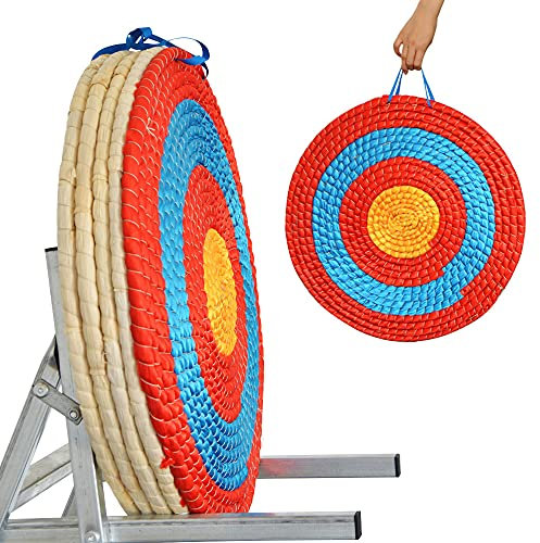 SHARROW Tiro con Arco Redonda Diana de Paja Tradicional Sólido Paja Objetivo de Flecha Diámetro 55cm para la Práctica de Tiro Arcos Dardos (Cuatro Capas)