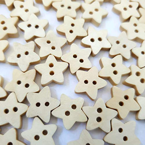 MajorCrafts® 60pcs 13mm Star Shaped Light Brown 2 Holes Small Sewing Wood Buttons Craft Embellishments