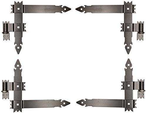 KOTARBAU® 4 x Bisagras de esquina forjada, Herraje para contraventanas, puertas, Bisagras en L 400x300, Bisagras para contraventanas de madera, Bisagras decorativas, retro, 4 Goznes con pernios, Negro