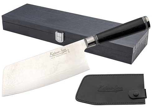 Katana Saya 18 cm hackkniv, 67 lager VG-10 damaskusstål, pakkawood-handtag