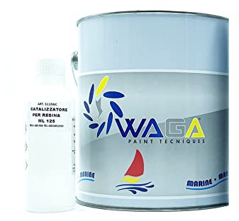 WAGA PAINT S.R.L. Gelcoat blanc paraffiné 2,5 l nautique peinture polyester pour verre avec catalyseur résine 125 ml - Tecniques