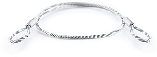 DQ-PP Stålrep med öljetter | Längd: 0,4 m/40 cm | Tjocklek: 1,5 mm | 6 x 7 | Stålkabel med öglor | Öglakabel | Stöldskydd för trädgårdsmöbler, cykel, slingrep, säkringsrep