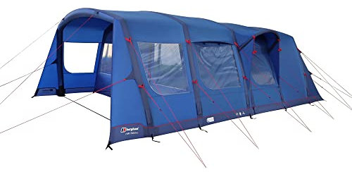 Berghaus Air 600XL Nightfall Tent for 6 People with Porch, Darkened Bedrooms, Living Area, 6 Man, Inflatable, Easy to Pitch, Tunnel, Large and Spacious, Family Camping, Festivals, 6000mm HH, Blue