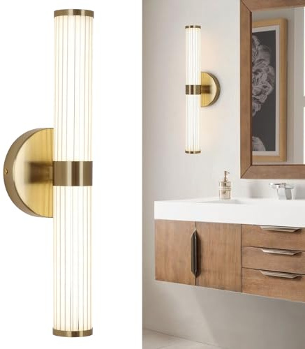 EIDISUNY Led Wall Light Indoor, 42cm Gold Modern Simple Led Wall Light, Modern Linear Wall Sconce, Wall Lamp for Bedroom Living Room Corridor Mirror Vanity Light Fixtures - 28W Neutral Light 4000k