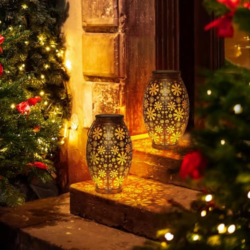 Solarlaterne für Außen, OxyLED Laternen für Draußen Groß 2 Stück Auto EIN/AUS Balkon Deko Solarleuchten Garten Deko Draußen Solarlampen für Außen Hängend Outdoor Deko für Patio Terrasse Wand Tisch