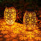 OxyLED Lanterne da Esterno, Lanterna Solare da Esterno 2 Pezzi Metallo Retro Lampada Solare da Giardino Auto on/off Appendibile Decorative Lanterna per Giardino Terrazza Balcone Festa Decorazione