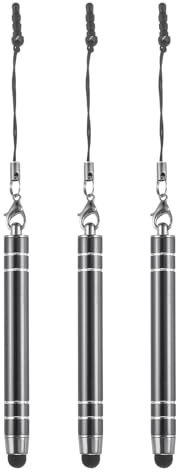 QUARKZMAN 3 stycken metallpekskärmspenna, metallisk telefon-inmatningspenna, infällbar mini-kapacitiv penna av aluminiumlegering, universell, grå