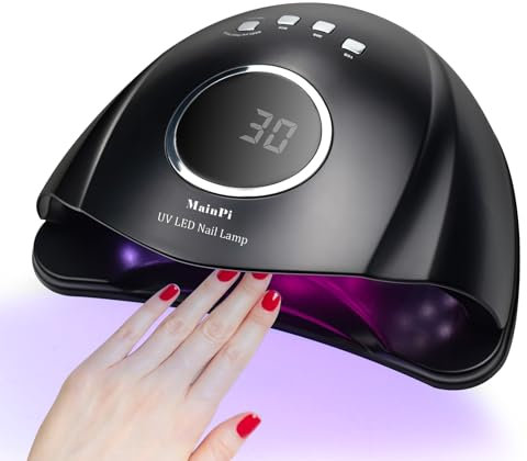 MainPi 168W UV LED Nagellampe,Professionell Nageltrockner Lampe für Nägel Gel mit 42 LEDs,UV LED Lampe mit 4 Timer-Einstellung und Automatischer Sensor für Fingernagel und Zehennagel (Schwarz)