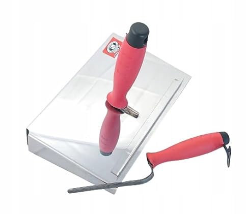 OLEJNIK J L PROFESSIONAL Edelstahl Fugbrett - Fugblech mit Fugkellen - Fugkellen Set - Ideal für Maurer- und Ausbauarbeiten -Maurerarbeiten -verzinkter Stahl - Zweikomponenten-Griff