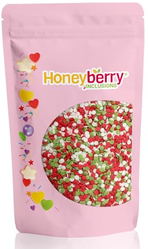 Vermicelles Pâtisserie Naturels et Comestibles 200g – Vermicelles de Sucres Décoratifs Colorés, Idéaux Pour Décorer Gâteaux, Biscuits et Desserts – Produit dans l’UE (Confettis de Noël)