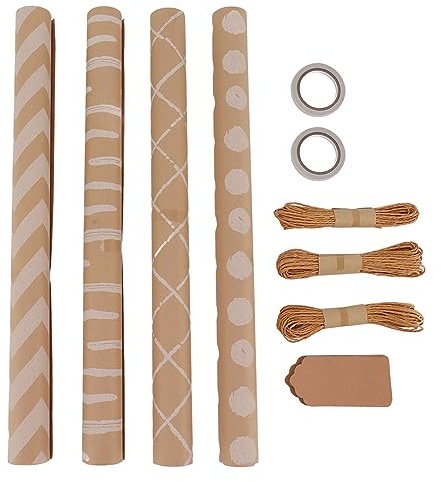 Juego de papel de regalo versátil, respetuoso con el medio ambiente, papel kraft con colgantes para cumpleaños, bodas, etc