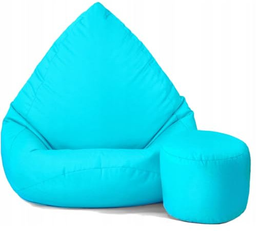 Slevobox Sitzsack mit Hocker Türkis 112x82x82 cm - XXL Sitzsack Erwachsene mit Füllung - Schlafzimmer und Wohnzimmer Möbel - Indoor Sitzsäcke Wasserdicht - Lounge Sessel - Bean Bag