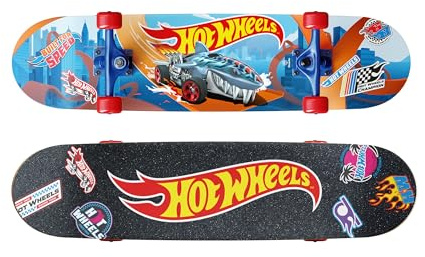 DEQUBE - Skateboard Hotwheels - Skate con superficie antiscivolo, assi in metallo, cuscinetti 608z. - Dimensioni 71 X20 X10 cm (Deqube 914D00186)