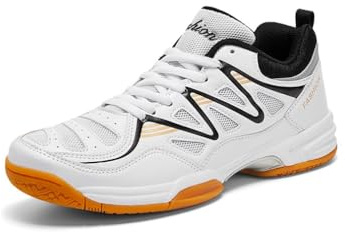Volleyball Shoes Squash Shoes Men Netball Trainers Badminton Shoes Non-Slip Athletic Sport Indoor Sneakers Indoor Pickleball Breathable Suitable Comfortable Fitness (White/Black 2,10.5)