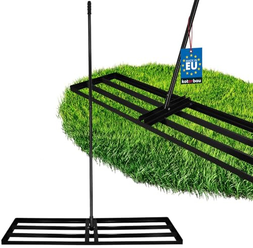 KOTARBAU® Gräsmatta Utjämnare - Gräsmatta Planeringsverktyg - Stål - 120x30 cm - Svart - Jämningskratta - 180 cm - Trädgård Utjämning - Jord Utjämning Kratta
