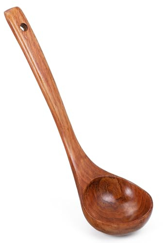 Suppenkelle Holz, 28 cm Langer Griff Löffelkelle Holz Schöpfkelle Sauce Scoop Löffel Servierlöffel Küchenwerkzeug