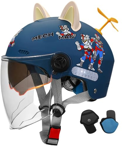Casco Da Moto Per Bambini, Casco Da Scooter, Casco Jet Retrò 3/4 Per Bambini E Bambine, Casco Elettrico Vintage, Certificato ECE 13,49~55cm