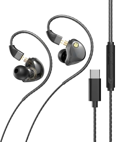 yeeplant 0,4 cm Headset Bass, 120 Cm Cavo Cuffie Wireless, Tipo-C in-Ear Auricolari Nuovo, Microfono Alta Sensibilità Wired 47 pollici