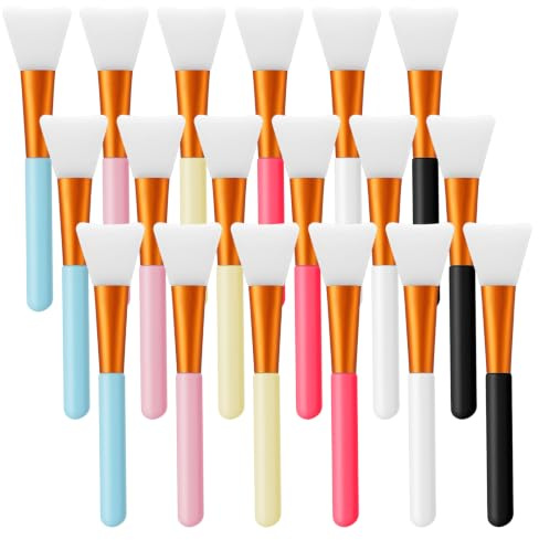Guduling 18 pinceles de silicona para máscara facial, pincel de silicona para mascarilla, diseño de abanico, cepillo suave con mango para antifaz para dormir y máscara de barro (multicolor, 14 x 3,2 x