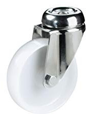 Polyamid Edelstahl Apparaterollen ø 50mm Rückenlochbohrung, rostfrei, Polyamidrad, Gleitlagerung, Lenkrolle, Edelstahl, VA, VA2, Inox