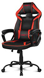 DRIFT GAMING DR50 – Silla Gaming Profesional en Polipiel, reposabrazos Acolchados, pistón Clase 4, Asiento basculante y Altura Regulable, cojín Lumbar, Color Negro/Rojo