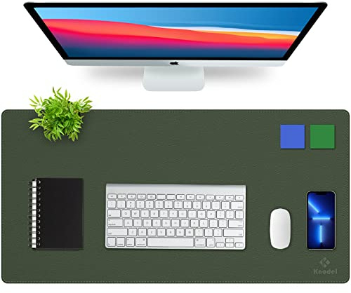 K Knodel Schreibtischunterlage, 80cm x 40cm PVC-Leder Tischunterlage, Wasserdichte Laptop Unterlage für Büro (Dunkelgrün)