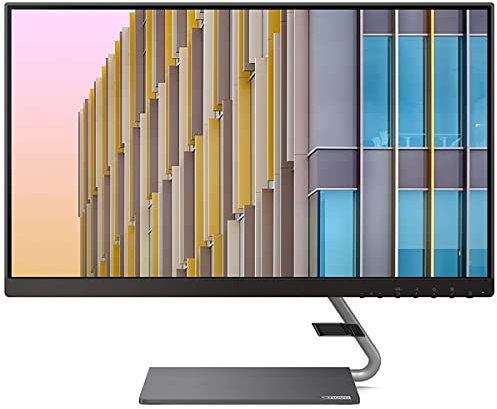 Lenovo Q24h-10 Monitor LCD QHD (2560 x 1440) da 23,8 con retroilluminazione a LED, AMD FreeSync, 75 Hz, 4 ms, 99% sRGB, altoparlanti, luce blu bassa, 66A8GCC6US grigio caldo