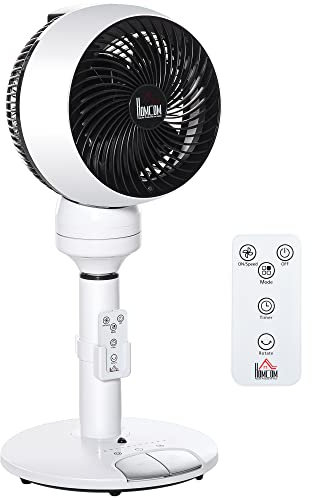 HOMCOM 9'' Air Circulator Fan 3 Speed 3 Mode, 70° Oscillation 90° Vertical Tilt, Remote Controller, for Living Room, Bedroom, Office, Black and White