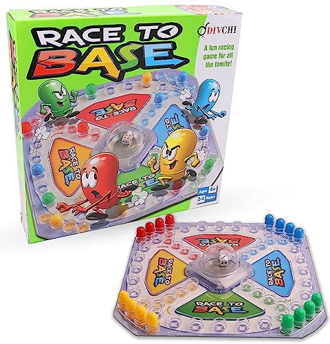 DIVCHI Race To Base Board Game for kids - Racing and Chasing to Base Game Kids Children Race to Base Pop a Dice Board Game Great Family Friends Frustration Party Game Ludo
