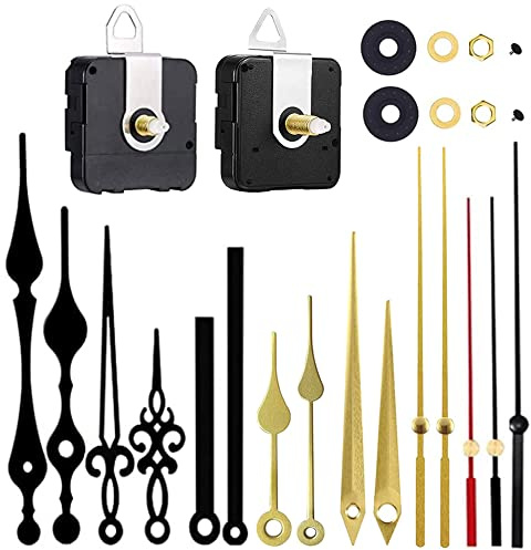 Aloneaka Silent Quartz Clock Movement, Long and Short Shaft with Hands Battery Powered, Wall Clock Mechanism Motor Replacement DIY Repair Parts