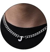 HAYOUWAY Kette Herren mit Buchstaben Halskette Damen Silber Kette, Edelstahl Panzerkette Herren Halskette Kubanische Kette mit Buchstabe Anhänger Schmuck Geschenke für Papa Männer Geburtstag Geschenke