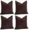 Sungeek 4er Set Kordsamt Kissenbezüge, Dekorativ Zierkissenbezüge Weich Kissenbezug Dekokissen Sofakissen Couchkissen Deko Bezug Kissenhülle für Sofa Schlafzimmer Wohnzimmer (Dunkelbraun, 45x45 cm)