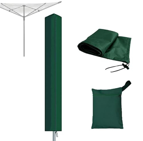 ZXINGCHI Rotary Clotheslines Cover Waterproof Windproof UV Rays Clothes Drying Rack Cover 600D Oxford Fabric for All Rotary Dryer Washing Lines(Green,71x6x6inch)