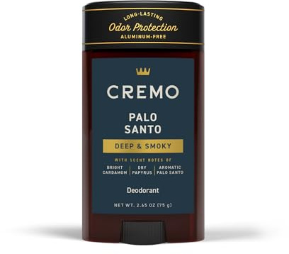 Cremo Palo Santo Aluminum Free Deodorant for Men, 48-hour Long Lasting Odor Protection, 2.65oz